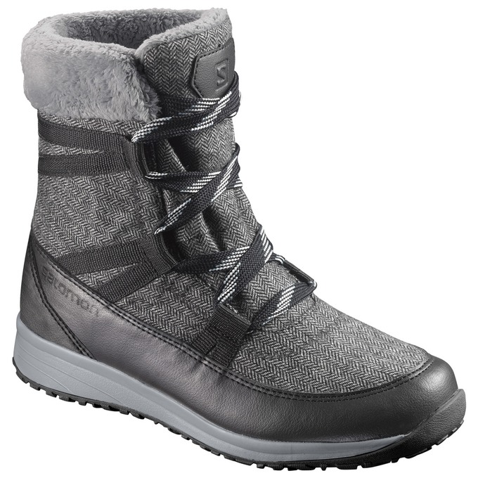 SALOMON UK HEIKA CS WP - Womens Winter Boots Grey/Black,KIFT67801